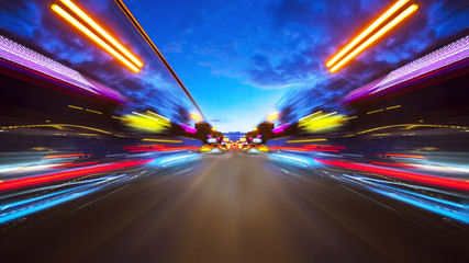 Abstract background of high speed moving in night city