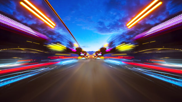 Abstract background of high speed moving in night city