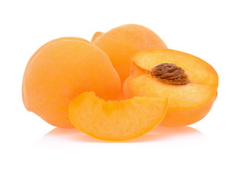 Yellow peach isolated on white background.