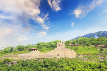 Fototapeta na wymiar Beautiful view of the ancient fortress Tsarevets in the mountains, in Veliko Tirnovo, Bulgaria