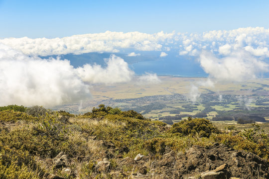 View from top of Haleakala volcano on Maui, Hawaii