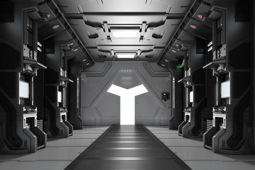 Dunkles futuristisches Raumschiff Interieur