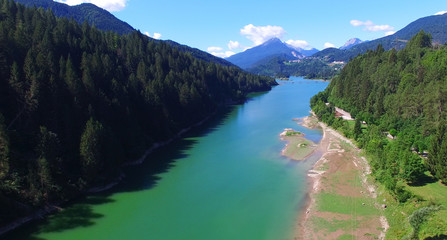 Beautiful alpin lake, aerial view in summer season