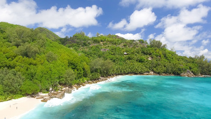 Fototapeta na wymiar Seychelles coastline aerial view