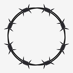 Barbed Wire of Circle Shape - obrazy, fototapety, plakaty