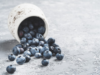 Blueberry scattered with copy space