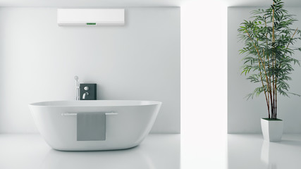 Fototapeta na wymiar Modern bright bathroom with air conditioning, interiors. 3D rendering illustration