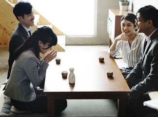 Japanese friends having a great time together