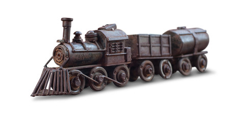 Fototapeta na wymiar Classic train iron toy isolate with clipping path on white background