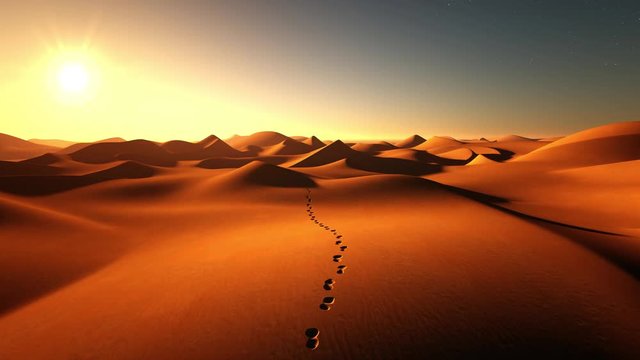 footprints on the sand dunes