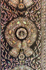 Beautiful architecture with pearl of Thai traditional at Wat Rachabophit the temple in Bangkok Thailand