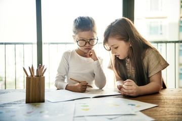 Little girls drawing