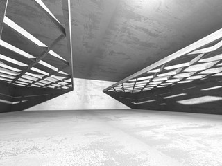 Dark empty room. Concrete rusty walls. Architecture background