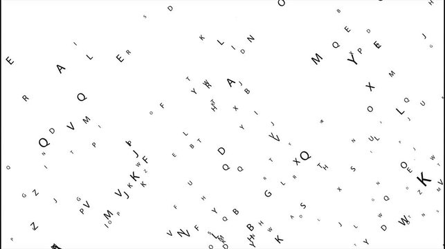 Alphabet, Letters. Many letters fly oblique rain.