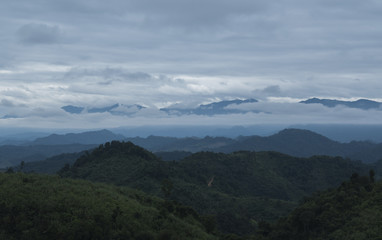 Naklejka premium Morning mist from Xiengkhouang norther of laos