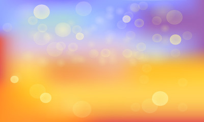 Abstract yellow and blue color blurred background with bokeh and lens flare pattern. Vector illustration.