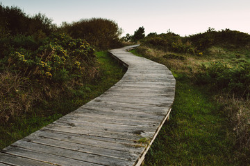 Wooden promenade in Frouxeira beach