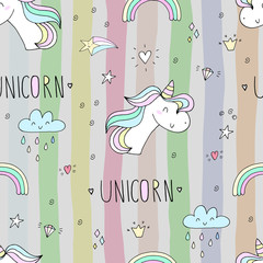 cute unicorn vector pattern