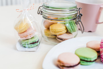 Sweet dessert french macarons