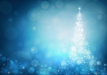 Abstract christmas bokeh blue color background. vector illustration