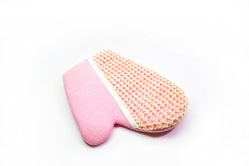 a pink gloves heat protection on white background.