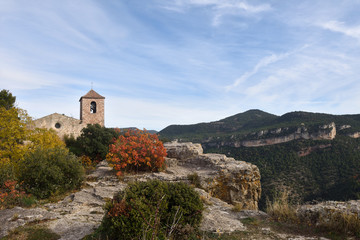Fototapeta na wymiar church of Santa Maria de Siurana, El Priorat, Tarragona province, Catalonia, Spain