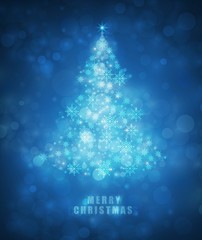 Abstract christmas bokeh blue color background. vector illustration