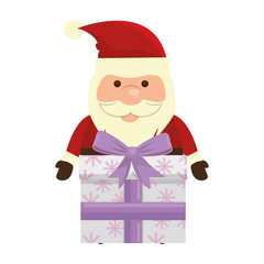 cute santa claus with gift present vector illustration design