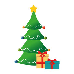 christmas tree with gifts vector illustration design