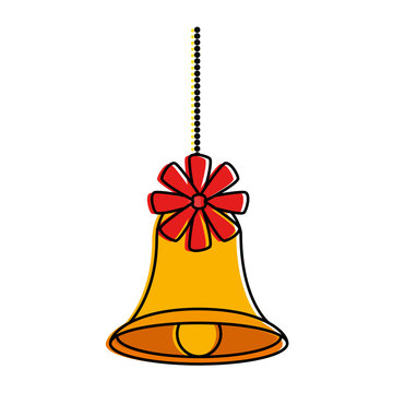 christmas bell with flower vector illustration design