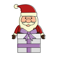 cute santa claus with gift present vector illustration design