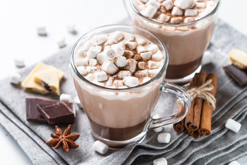 Hot chocolate or cocoa with marshmallow.