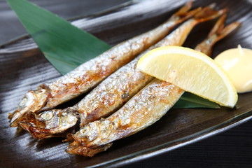 Japanese roasted shishamo fish