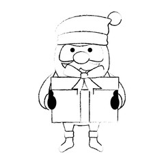 cute santa claus with gift present vector illustration design