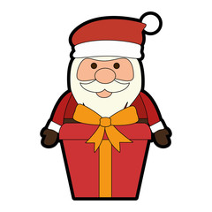 cute santa claus with gift present vector illustration design