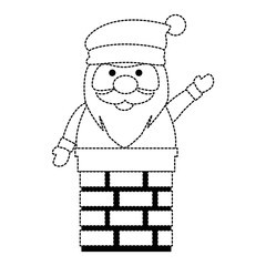 cute santa claus in chimney vector illustration design