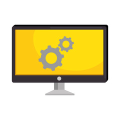 monitor computer with gears vector illustration design