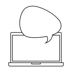 laptop computer with speech bubble vector illustration design