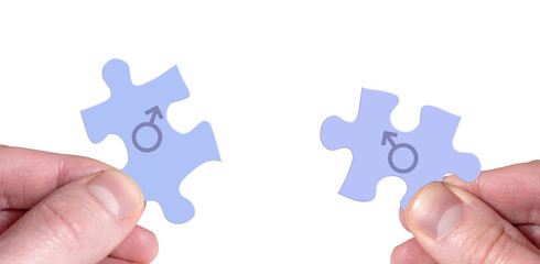 Joining Two Puzzle Pieces with Male Symbols