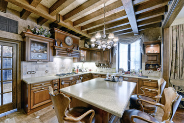 Fototapeta na wymiar Interior design modern kitchen in the new house.