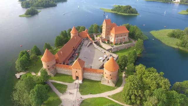 Beautiful aerial view of Trakai Castle, Lithuania