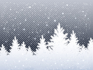 Winter Christmas landscape with icy spruce forest