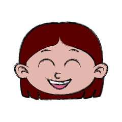 Cute girl face cartoon icon vector illustration graphic design