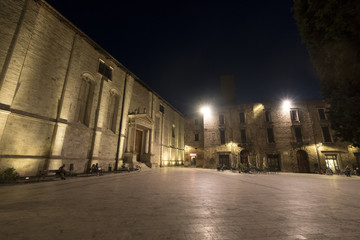 Ascoli Piceno (Marches, Italy), historic square by night