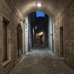 Ascoli Piceno (Marches, Italy), alley by night