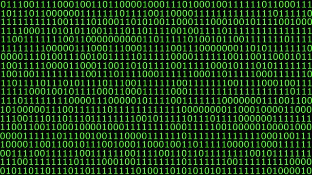 Binary computer code animation ones and zeros flashing on screen