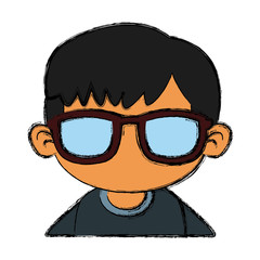 Cute boy with sunglasses cartoon icon vector illustration graphic design