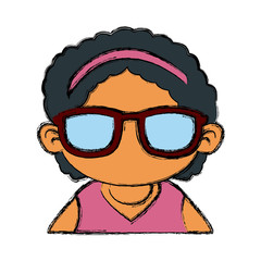 Cute girl with sunglasses cartoon icon vector illustration graphic design