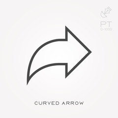 Line icon curved arrow