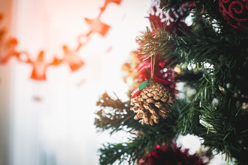 Backgrounds of Merry Christmas and happy new year concept, Decoration on  Christmas tree , Christmas decoration holiday party, winter holiday.
